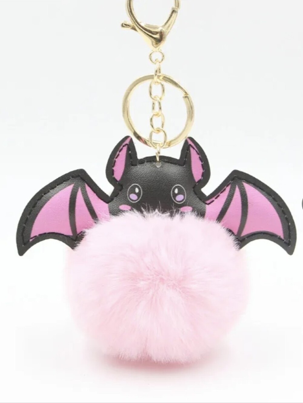 Cute Pink Bat Pom-Pom Keychain/Bag Accessory
